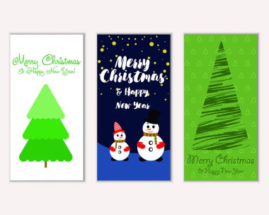 Mutlu Noeller ve mutlu yeni yıl tebrik kartları. Vektör çizim 