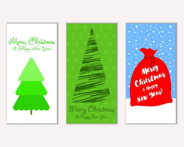 Mutlu Noeller ve mutlu yeni yıl tebrik kartları. Vektör çizim     