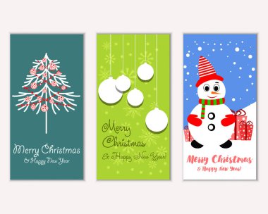 mutlu Noeller ve mutlu yeni yıl tebrik kartları vektör çizim