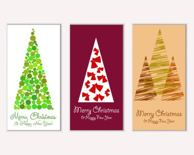 vektör çizim kış tatil tebrik kartları