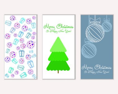 Mutlu Noeller ve mutlu yeni yıl tebrik kartları. Vektör çizim   