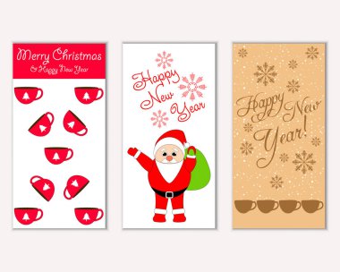 mutlu Noeller ve mutlu yeni yıl tebrik kartları vektör çizim