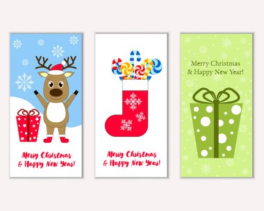 vektör çizim kış tatil tebrik kartları