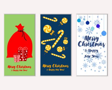 vektör çizim kış tatil tebrik kartları