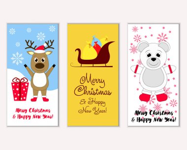 vektör çizim kış tatil tebrik kartları