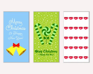 mutlu Noeller ve mutlu yeni yıl tebrik kartları vektör çizim