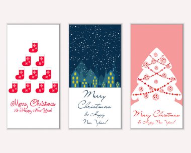 vektör çizim kış tatil tebrik kartları