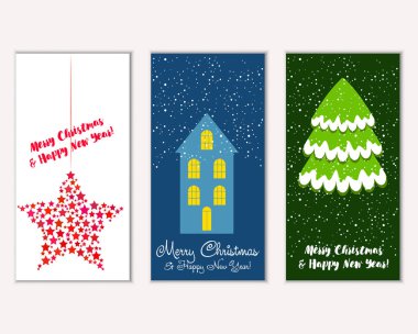 vektör çizim kış tatil tebrik kartları