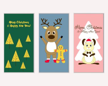 Renkli Noel kartları ile yeni yıl süslemeleri, illüstrasyon vektör