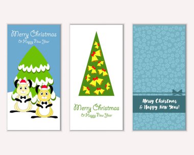 Renkli Noel kartları ile yeni yıl süslemeleri, illüstrasyon vektör