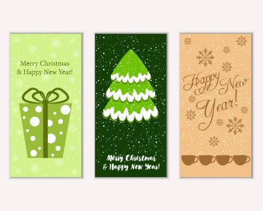 vektör çizim kış tatil tebrik kartları