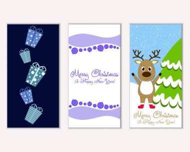 vektör çizim kış tatil tebrik kartları