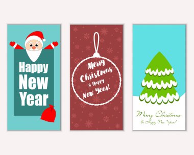 vektör çizim kış tatil tebrik kartları