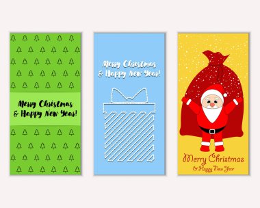 Mutlu Noeller ve mutlu yeni yıl tebrik kartları. Vektör çizim   