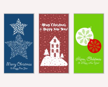 vektör çizim kış tatil tebrik kartları