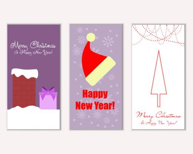 vektör çizim kış tatil tebrik kartları