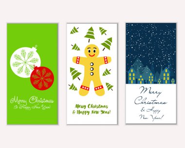 vektör çizim kış tatil tebrik kartları