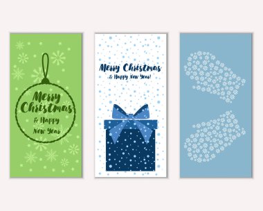 mutlu Noeller ve mutlu yeni yıl tebrik kartları vektör çizim      