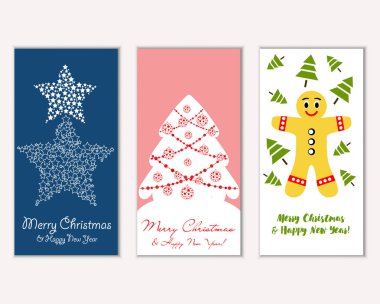 vektör çizim kış tatil tebrik kartları