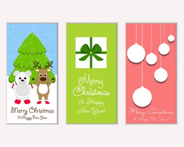 vektör çizim kış tatil tebrik kartları