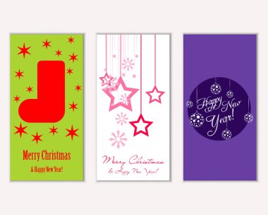 vektör çizim kış tatil tebrik kartları