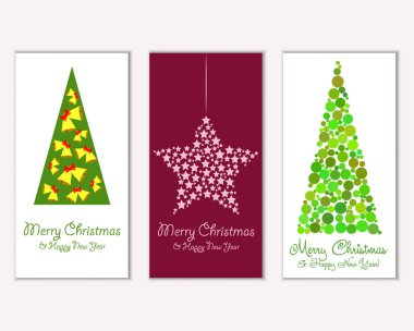 Mutlu Noeller ve mutlu yeni yıl tebrik kartları. Vektör çizim   