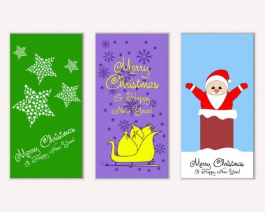 vektör çizim kış tatil tebrik kartları