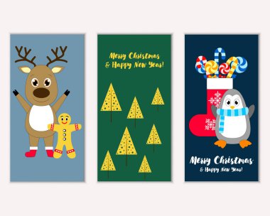 Renkli Noel kartları ile yeni yıl süslemeleri, illüstrasyon vektör