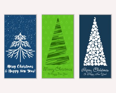Mutlu Noeller ve mutlu yeni yıl tebrik kartları. Vektör çizim 