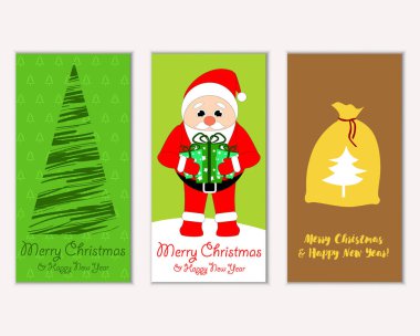 Mutlu Noeller ve mutlu yeni yıl tebrik kartları. Vektör çizim     