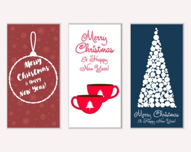 vektör çizim kış tatil tebrik kartları