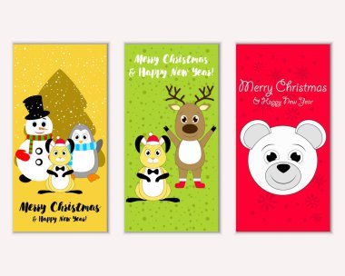 Renkli Noel kartları ile yeni yıl süslemeleri, illüstrasyon vektör