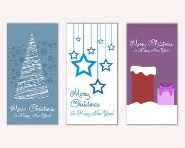 mutlu Noeller ve mutlu yeni yıl tebrik kartları vektör çizim     