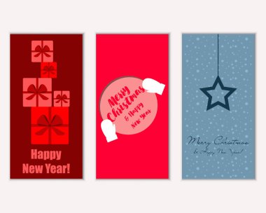 mutlu Noeller ve mutlu yeni yıl tebrik kartları vektör çizim      