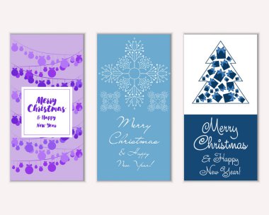 Renkli Noel kartları ile yeni yıl süslemeleri, illüstrasyon vektör