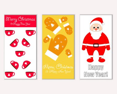 mutlu Noeller ve mutlu yeni yıl tebrik kartları vektör çizim       