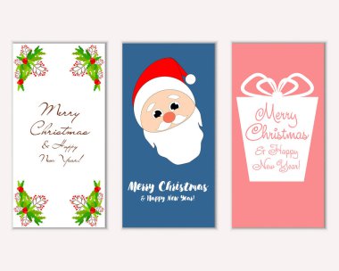 mutlu Noeller ve mutlu yeni yıl tebrik kartları vektör çizim     