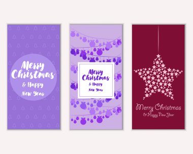 Renkli Noel kartları ile yeni yıl süslemeleri, illüstrasyon vektör