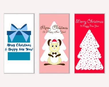 Renkli Noel kartları ile yeni yıl süslemeleri, illüstrasyon vektör