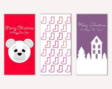 mutlu Noeller ve mutlu yeni yıl tebrik kartları vektör çizim     