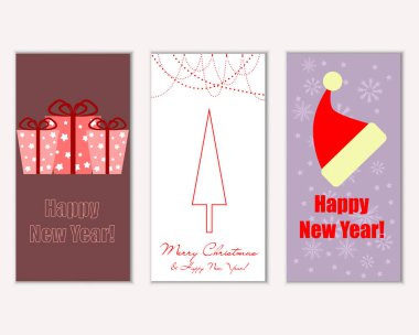 vektör çizim kış tatil tebrik kartları