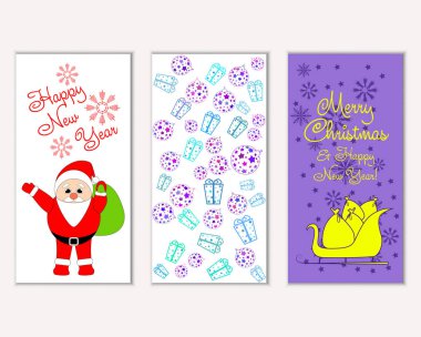 vektör çizim kış tatil tebrik kartları