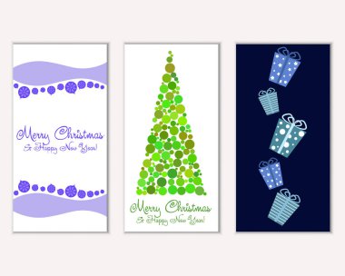 vektör çizim kış tatil tebrik kartları