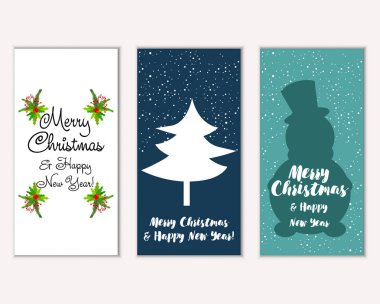 mutlu Noeller ve mutlu yeni yıl tebrik kartları vektör çizim
