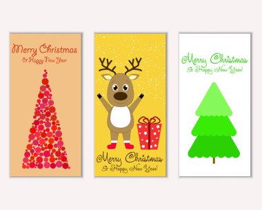 Mutlu Noeller ve mutlu yeni yıl tebrik kartları. Vektör çizim   