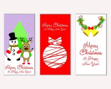 mutlu Noeller ve mutlu yeni yıl tebrik kartları vektör çizim