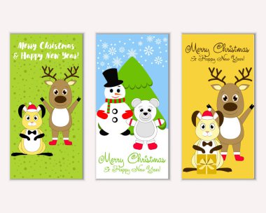 Renkli Noel kartları ile yeni yıl süslemeleri, illüstrasyon vektör