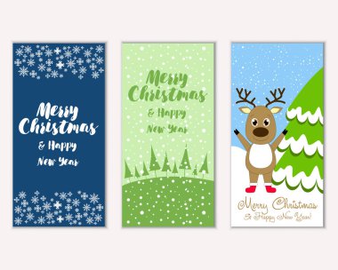 mutlu Noeller ve mutlu yeni yıl tebrik kartları vektör çizim