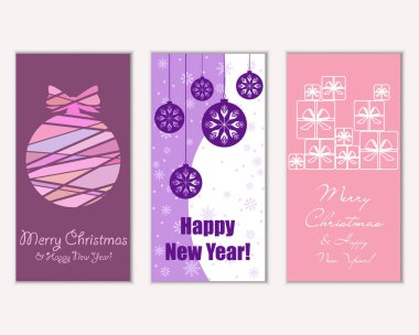 Renkli Noel kartları ile yeni yıl süslemeleri, illüstrasyon vektör