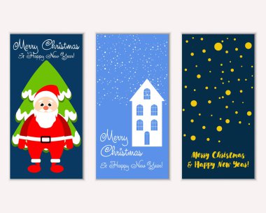 mutlu Noeller ve mutlu yeni yıl tebrik kartları vektör çizim     